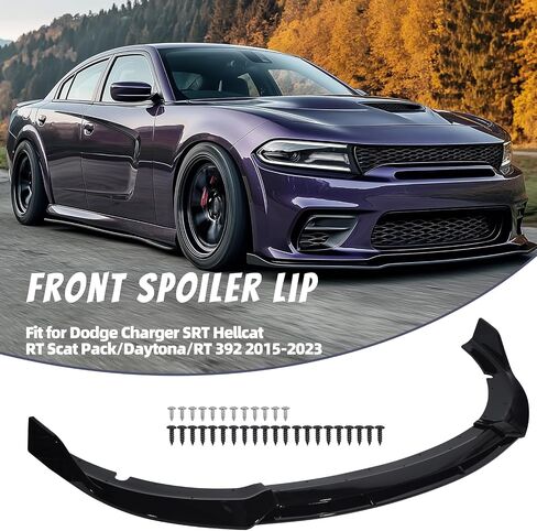 ZXMOTO الأمامي الوفير الشفاه المفسد فاصل الجسم طقم ABS FIT for Dodge Charger SRT HELLCAT/RT SCAT PACK/DAYTONA/RT 392 2015-2023 Matte Black in Saudi Arabia