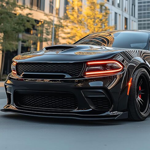 ZXMOTO الأمامي الوفير الشفاه المفسد فاصل الجسم طقم ABS FIT for Dodge Charger SRT HELLCAT/RT SCAT PACK/DAYTONA/RT 392 2015-2023 Matte Black in Saudi Arabia