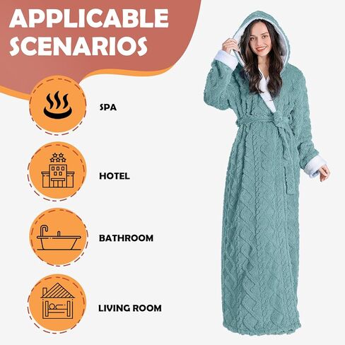 OKSUN Womens Long Fleece Robe: رداء حمام دافئ ناعم in Saudi Arabia