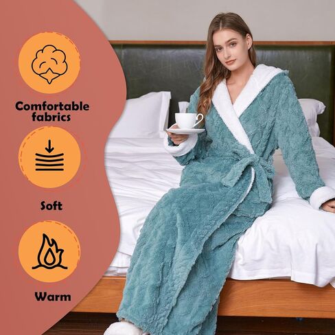 OKSUN Womens Long Fleece Robe: رداء حمام دافئ ناعم in Saudi Arabia