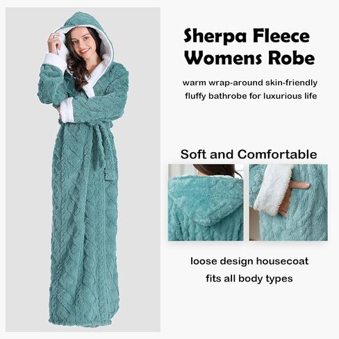 OKSUN Womens Long Fleece Robe: رداء حمام دافئ ناعم in Saudi Arabia