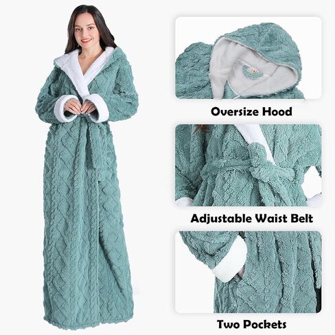 OKSUN Womens Long Fleece Robe: رداء حمام دافئ ناعم in Saudi Arabia