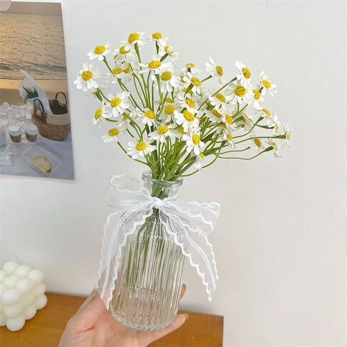 Small White Daisy Flowers Artificial,2 Bouquet/12Pcs 10 Inch Fake Daisies,Spring Wild Flower for Party Decor (Vase Not Inclouded) in Saudi Arabia