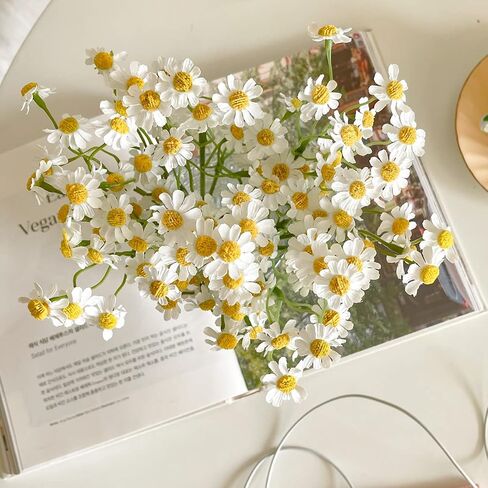 Small White Daisy Flowers Artificial,2 Bouquet/12Pcs 10 Inch Fake Daisies,Spring Wild Flower for Party Decor (Vase Not Inclouded) in Saudi Arabia