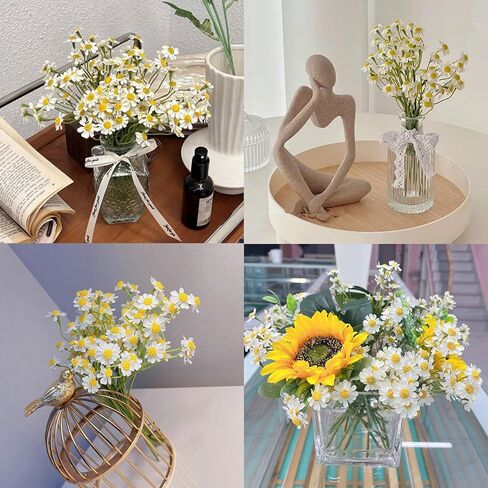 Small White Daisy Flowers Artificial,2 Bouquet/12Pcs 10 Inch Fake Daisies,Spring Wild Flower for Party Decor (Vase Not Inclouded) in Saudi Arabia