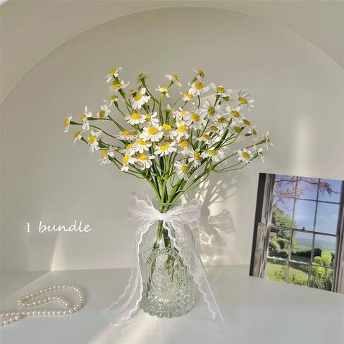 Small White Daisy Flowers Artificial,2 Bouquet/12Pcs 10 Inch Fake Daisies,Spring Wild Flower for Party Decor (Vase Not Inclouded) in Saudi Arabia