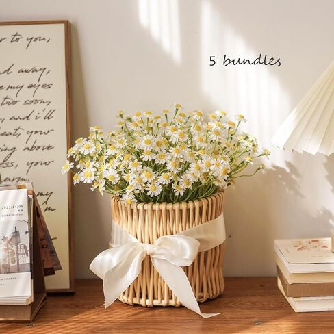 Small White Daisy Flowers Artificial,2 Bouquet/12Pcs 10 Inch Fake Daisies,Spring Wild Flower for Party Decor (Vase Not Inclouded) in Saudi Arabia