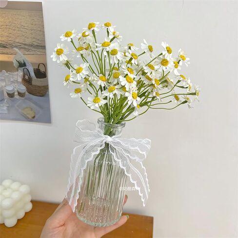Small White Daisy Flowers Artificial,2 Bouquet/12Pcs 10 Inch Fake Daisies,Spring Wild Flower for Party Decor (Vase Not Inclouded) in Saudi Arabia
