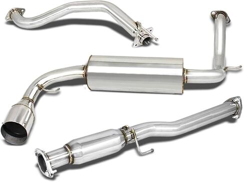 Auto Dynasty 4 Inches Round Muffler Tip Catback Exhaust System Compatible with 1988-1991 Honda CRX Hatchback, Stainless Steel in Kuwait