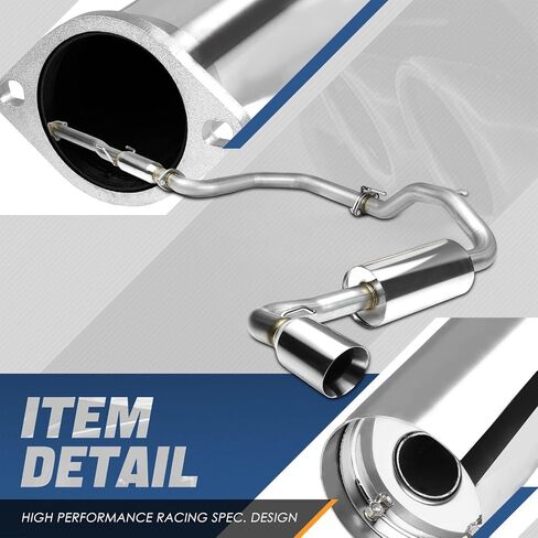 Auto Dynasty 4 Inches Round Muffler Tip Catback Exhaust System Compatible with 1988-1991 Honda CRX Hatchback, Stainless Steel in Kuwait