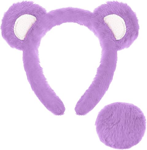 Toulite Bear Ears Headband and Tail Set Halloween Bear Costume Cosplay Accessories Women Animal Ear Headwear for Party in Saudi Arabia
