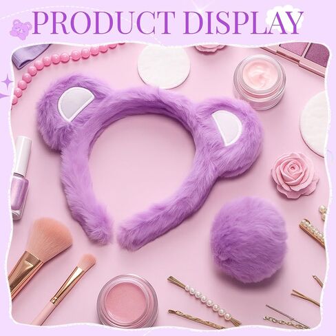 Toulite Bear Ears Headband and Tail Set Halloween Bear Costume Cosplay Accessories Women Animal Ear Headwear for Party in Saudi Arabia