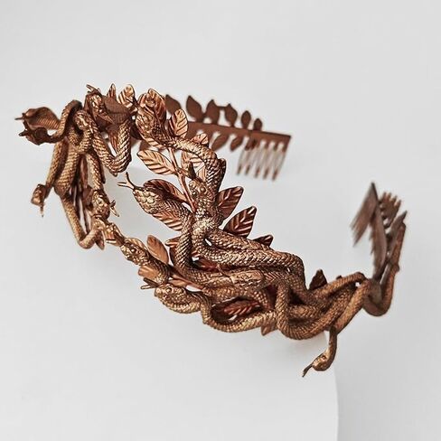 Eioi & Lmnm Greek Medusa Snake Headband for Women, Serpent Snake Headpiece with Laurel Leaves, Halloween Cosplay Headdress in Kuwait