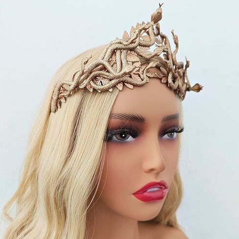 Eioi & Lmnm Greek Medusa Snake Headband for Women, Serpent Snake Headpiece with Laurel Leaves, Halloween Cosplay Headdress in Kuwait