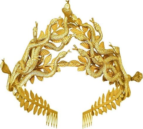 Eioi & Lmnm Greek Medusa Snake Headband for Women, Serpent Snake Headpiece with Laurel Leaves, Halloween Cosplay Headdress in Kuwait