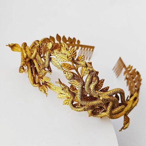 Eioi & Lmnm Greek Medusa Snake Headband for Women, Serpent Snake Headpiece with Laurel Leaves, Halloween Cosplay Headdress in Kuwait