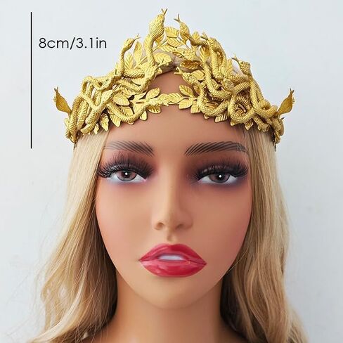 Eioi & Lmnm Greek Medusa Snake Headband for Women, Serpent Snake Headpiece with Laurel Leaves, Halloween Cosplay Headdress in Kuwait