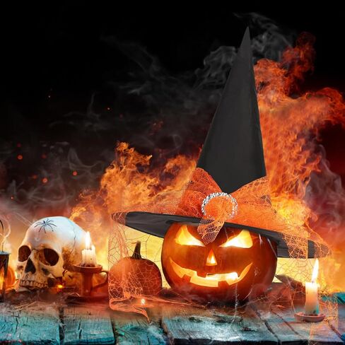 قبعات الساحرة Ccinee للنساء ، البالغين Witch Vampire Halloween Comple Accessories Black/Purple/Orange Lace Lace Hats for Cosplay Party in Saudi Arabia