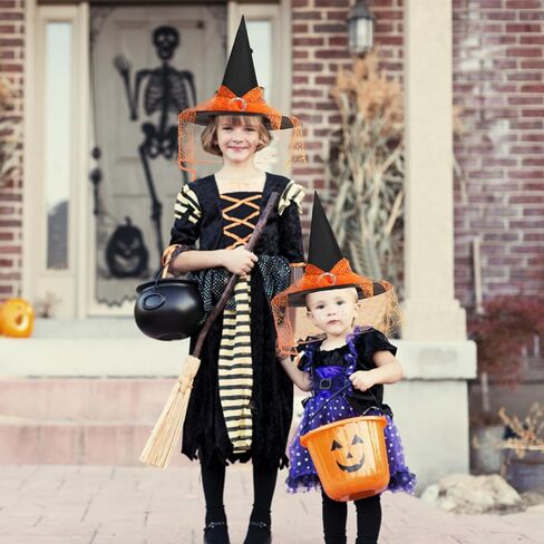 قبعات الساحرة Ccinee للنساء ، البالغين Witch Vampire Halloween Comple Accessories Black/Purple/Orange Lace Lace Hats for Cosplay Party in Saudi Arabia