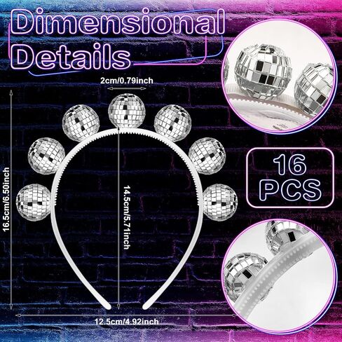 Giegxin Silver Disco Ball Headband للنساء في السبعينيات من القرن الماضي in Saudi Arabia