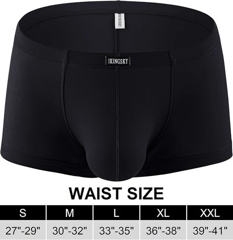 IKINGSKY Men's Silky Boxer Briefs Soft Bulge Shorts Underwear Sexy Low Rise Trunk Under Panties for Men in Kuwait