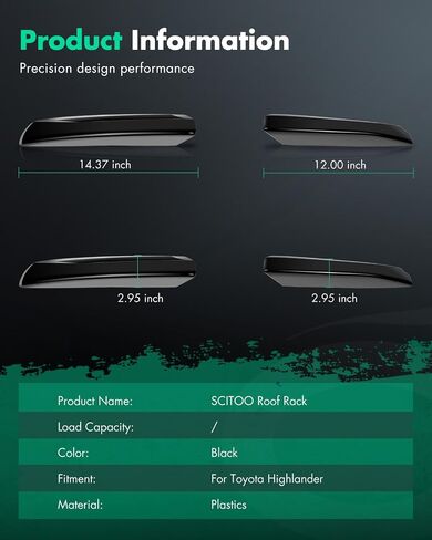 Scitoo Roof Laggage Cargo Rail Rack Cap ملاءمة لـ Toyota Highlander 2008-2013 in Saudi Arabia