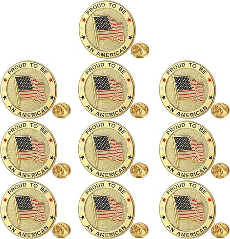 Exquisite American Flag Lapel Pin -The Stars and Stripes -Solid Metal Flag Lapel Pin-Gold Tone (6 Pins With Gift Box) in Kuwait