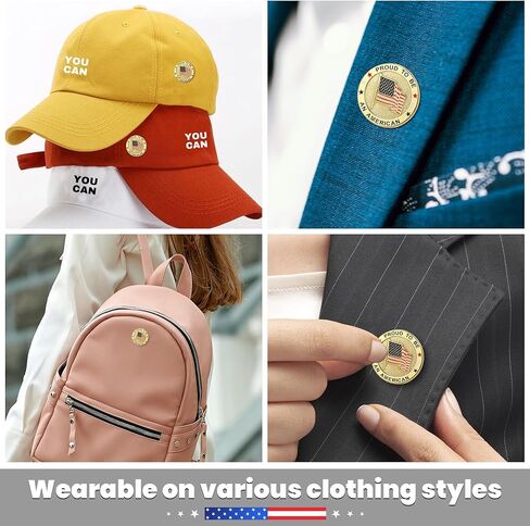 Exquisite American Flag Lapel Pin -The Stars and Stripes -Solid Metal Flag Lapel Pin-Gold Tone (6 Pins With Gift Box) in Kuwait