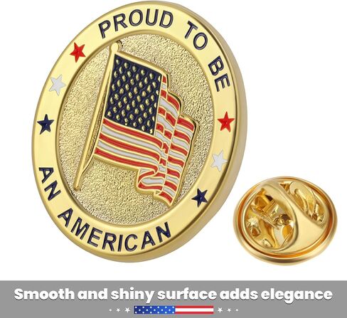 Exquisite American Flag Lapel Pin -The Stars and Stripes -Solid Metal Flag Lapel Pin-Gold Tone (6 Pins With Gift Box) in Kuwait