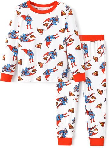 DC Comics Justice League Toddler Boys Pajamas Long Sleeve and Pants Sleep Set with Batman, Superman & Flash,4T in Saudi Arabia