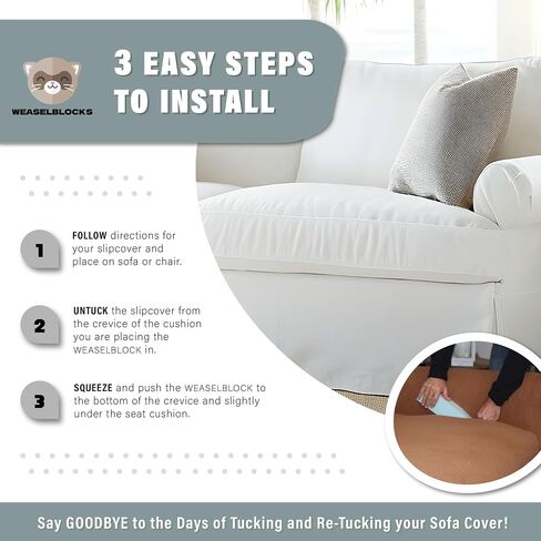 USA Made Sofa Slipcover Tuck Grips 5-Pack - XLarge 15 x 2 Inches for Sofas and Chairs (White) in Saudi Arabia