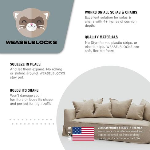 USA Made Sofa Slipcover Tuck Grips 5-Pack - XLarge 15 x 2 Inches for Sofas and Chairs (White) in Saudi Arabia