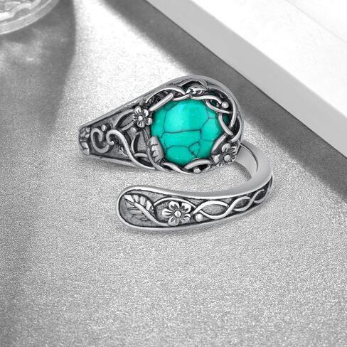 Feather Spoon Rings 925 Sterling Silver Spoon Ring Vintage Adjustable Thumb Ring Jewelry Gifts for Women in Saudi Arabia