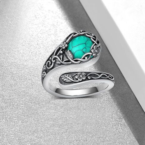 Feather Spoon Rings 925 Sterling Silver Spoon Ring Vintage Adjustable Thumb Ring Jewelry Gifts for Women in Saudi Arabia