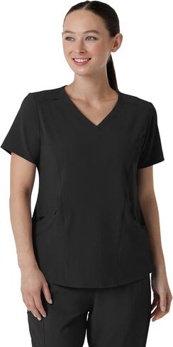 WonderWink Womens Renew Women's V-Neck Top Medical Scrubs, Black, Small US in Saudi Arabia