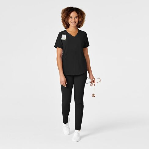 WonderWink Womens Renew Women's V-Neck Top Medical Scrubs, Black, Small US in Saudi Arabia