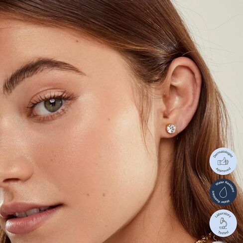 | Hypoallergenic Earrings | Mini Celeste Stud Earrings | Gold | Titanium Stud Earrings for Women | Gold Earrings Studs, Sensitive Ears, Trendy Womens Earring Set in Saudi Arabia