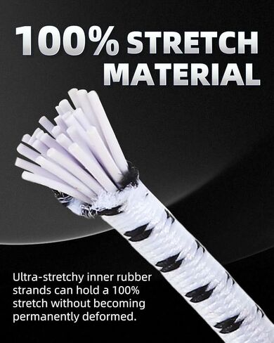 Bungee Cord - 1/8 Inch x 100 Feet - Elastic Shock Cord, Stretch Rope for Kayak, Crafts, Tie-Downs, DIY Projects - Flexible, High-Strength Bungee Rope (White with Black Trace) in Saudi Arabia
