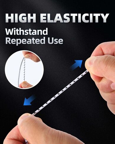 Bungee Cord - 1/8 Inch x 100 Feet - Elastic Shock Cord, Stretch Rope for Kayak, Crafts, Tie-Downs, DIY Projects - Flexible, High-Strength Bungee Rope (White with Black Trace) in Saudi Arabia