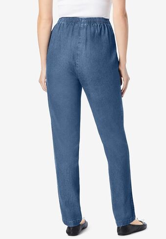 Woman Within Plus Size 7-Day Straight-Leg Elastic-Waist Denim Jean (Petite & Tall Available) in Saudi Arabia