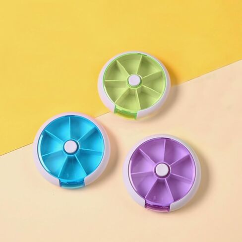 3PCS Weekly Pill Organizer Daily Pill Box 7 Day Medicine Pill Dispenser Rotate Pill Planner with 7 Compartments for Fish Oil Supplements Vitamins Container in Saudi Arabia