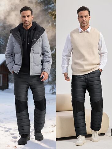 FREE SOLDIER Men's Warm Utility Puffy Quilted Insulated Pants Windproof Winter Pants in Saudi Arabia