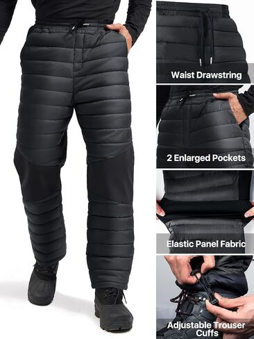 FREE SOLDIER Men's Warm Utility Puffy Quilted Insulated Pants Windproof Winter Pants in Saudi Arabia