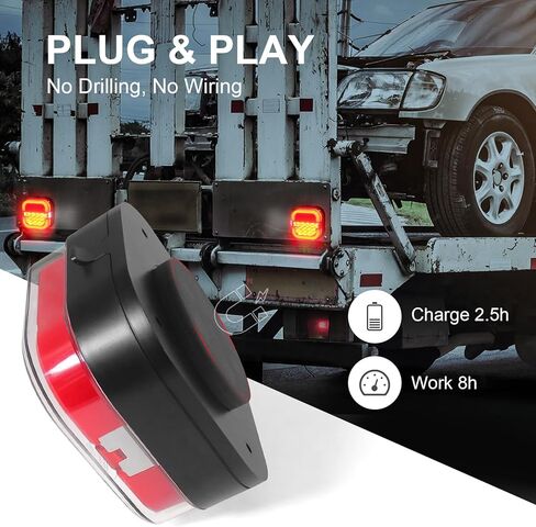 مصابيح مقطورة لاسلكية مغناطيسية ، USB-C قابلة لإعادة الشحن طقم خلفي LED لمقطورة السحب ، إشارات المنعطفات المحمولة الخلفية لفرامل الجري توقف قارب العربة RV ، IP67 مقاومة للماء in Kuwait