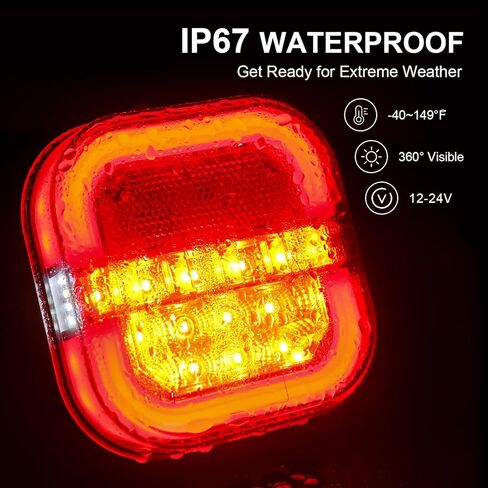 مصابيح مقطورة لاسلكية مغناطيسية ، USB-C قابلة لإعادة الشحن طقم خلفي LED لمقطورة السحب ، إشارات المنعطفات المحمولة الخلفية لفرامل الجري توقف قارب العربة RV ، IP67 مقاومة للماء in Kuwait
