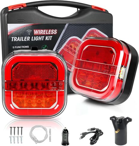 مصابيح مقطورة لاسلكية مغناطيسية ، USB-C قابلة لإعادة الشحن طقم خلفي LED لمقطورة السحب ، إشارات المنعطفات المحمولة الخلفية لفرامل الجري توقف قارب العربة RV ، IP67 مقاومة للماء in Kuwait