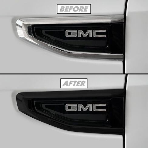 SlickMod Chrome Delete Blackout Vinyl Overlay for 2021-2023 GMC Yukon Fender Trim (Gloss Black) in Saudi Arabia