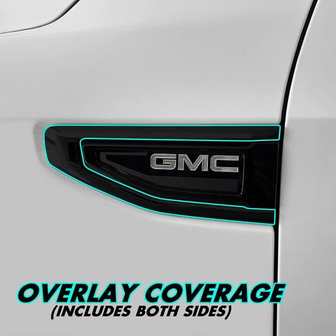 SlickMod Chrome Delete Blackout Vinyl Overlay for 2021-2023 GMC Yukon Fender Trim (Gloss Black) in Saudi Arabia
