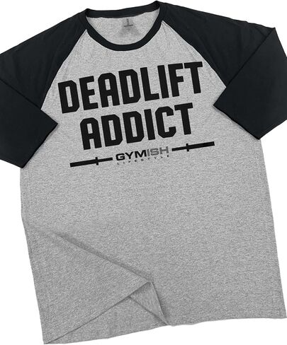 نمط الحياة الصالة الرياضية Deadlift Addict Raglan قميص تمرينات ملهمة العضلات الجيم 3/4 الأكمام القمصان الرجالية in Saudi Arabia