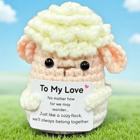 Inspirational Birthday Gifts for Women Men, Mini Funny Handmade Positive Crochet Sheep Gift for Friends Besties Coworker Teen, Emotional Support Crochet Graduation Appreciation Gifts Desk Decor in Saudi Arabia